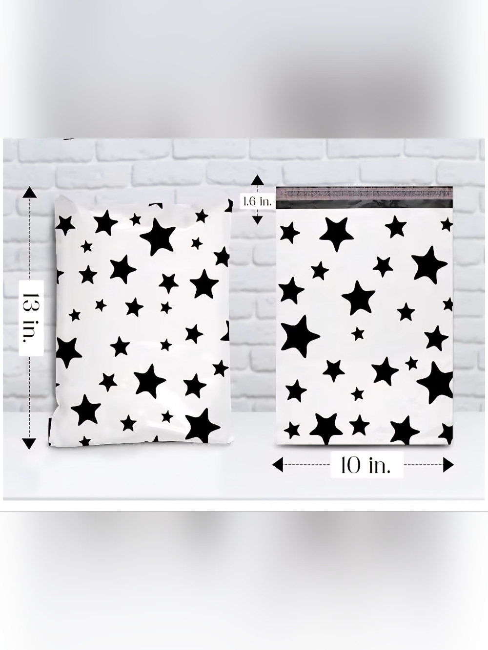 20 Black White Star Polymailers 10x13 Self-Seal Shipping Bags New Waterproof - Picture 2 of 7